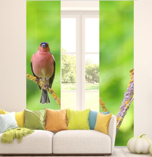 Der Stille Flächenvorhang 2teilige mit tollem Vogelmotiv - Singvogel Landhausstil